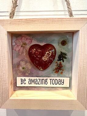 Red Heart Wall Art "Be Amazing Today"